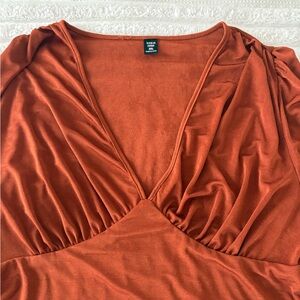 Rust Orange V-Neck Bodysuit